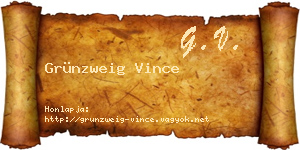 Grünzweig Vince névjegykártya